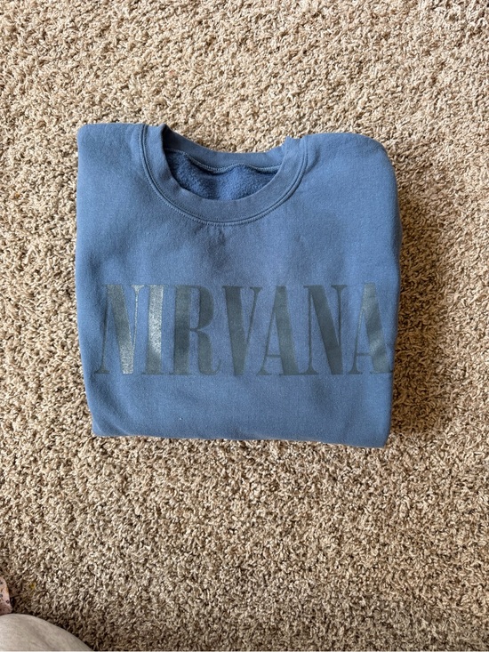 NIRVANA Tops - NIRVANA Slate Blue Crewneck Sweatshirt with Tonal Logo